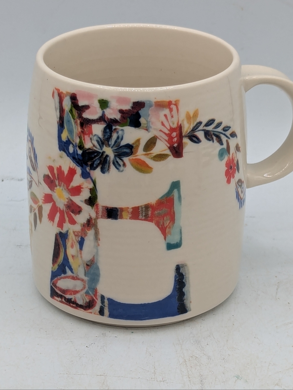 Anthropologie Monogram Letter E Coffee Mug Starla Halfmann Petal Pallette Cup
